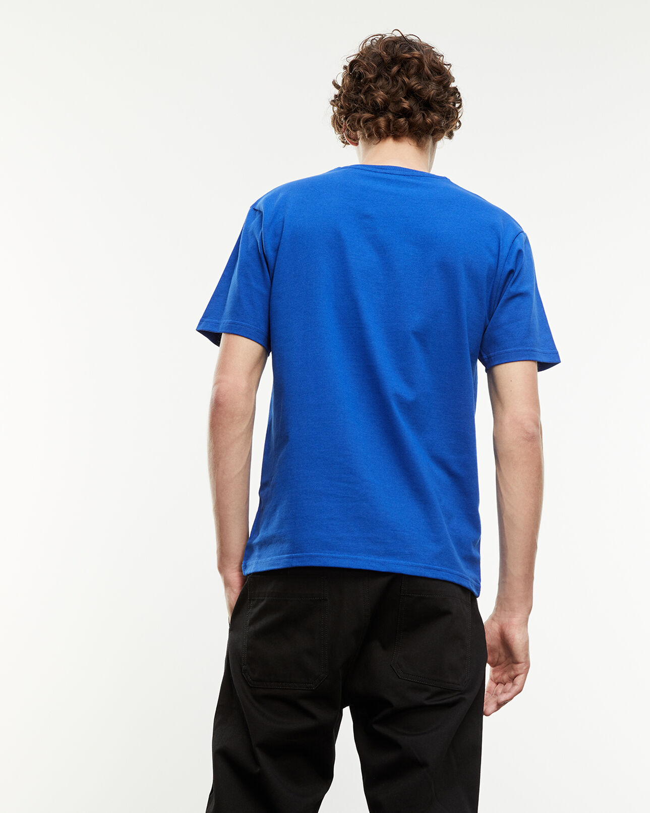 The Kooples MEN ELECTRIC BLUE blue cotton t-shirt with inverted logo
