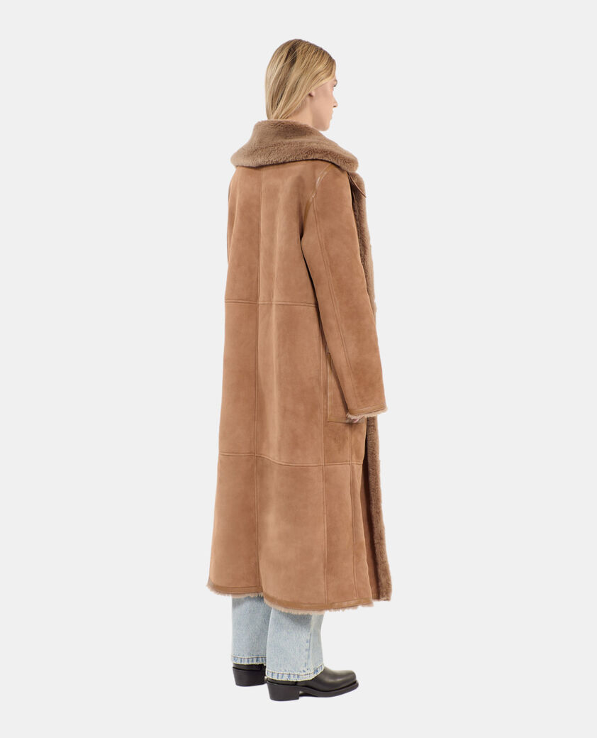 The Kooples FEMME BROWN peau lain&eacute;e longue marron