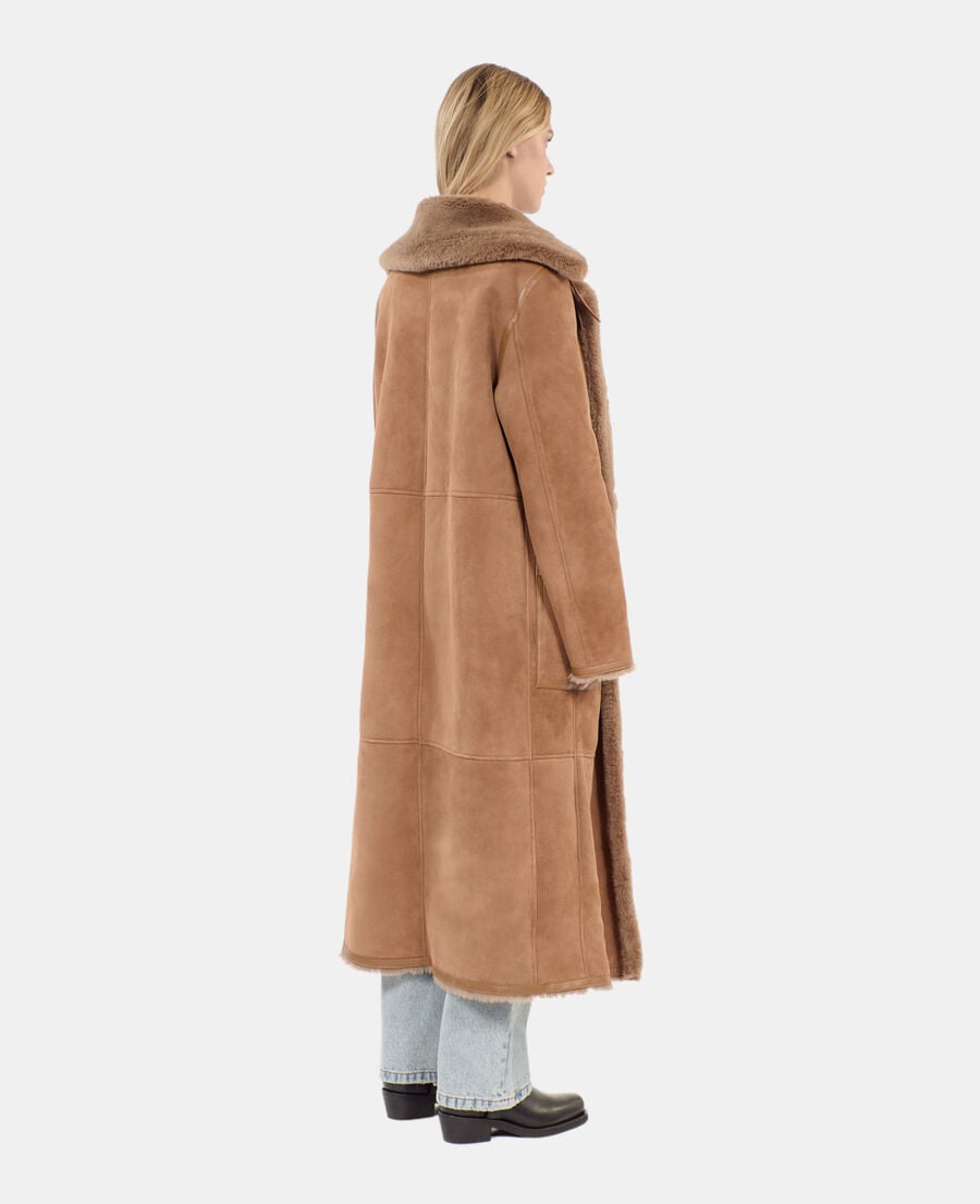 The Kooples FEMME BROWN peau lain&eacute;e longue marron