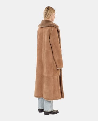 The Kooples FEMME BROWN peau lain&eacute;e longue marron