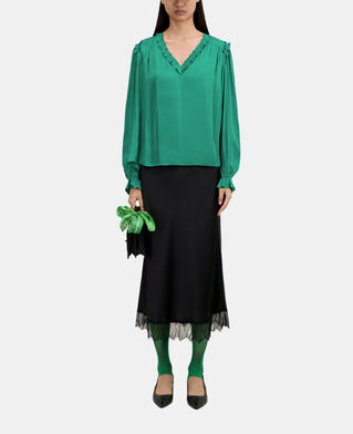 The Kooples FEMME GREEN top vert avec fronces