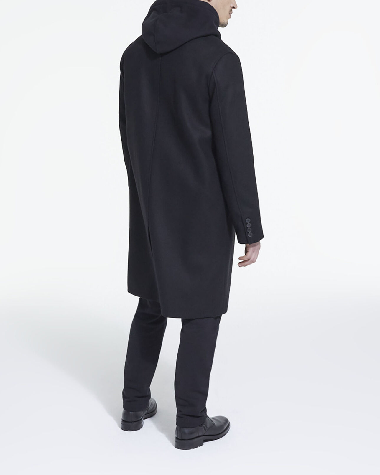 The Kooples MEN BLACK long black wool coat