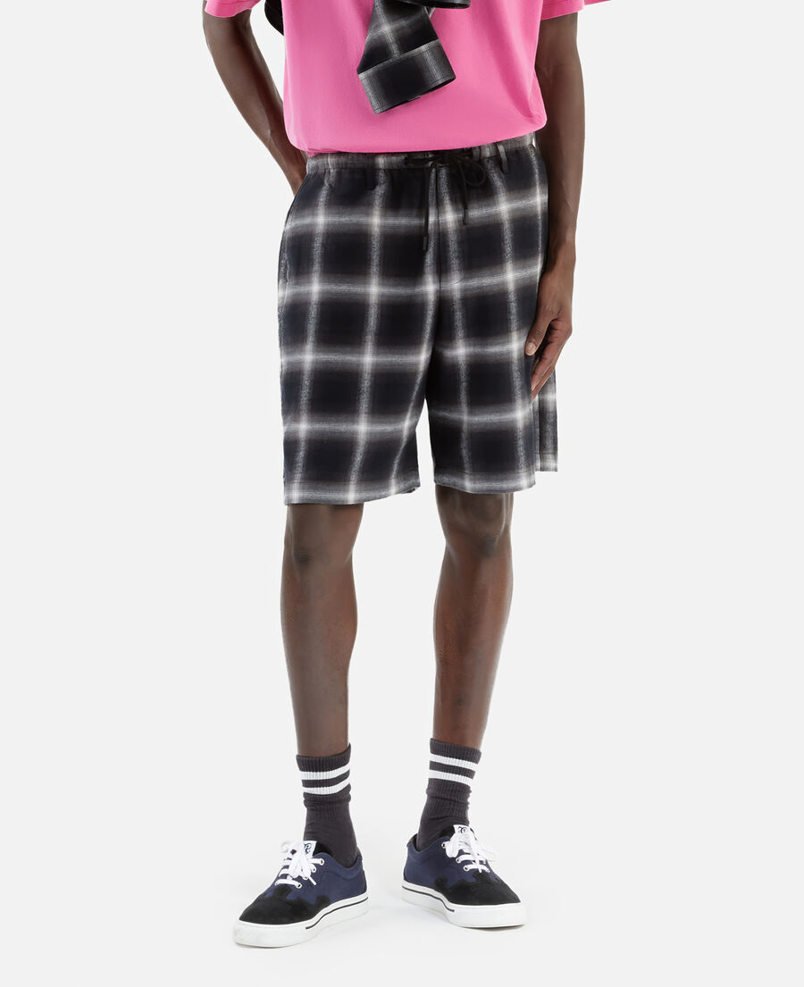 The Kooples H BLACK GREY WHITE black checked bermuda shorts