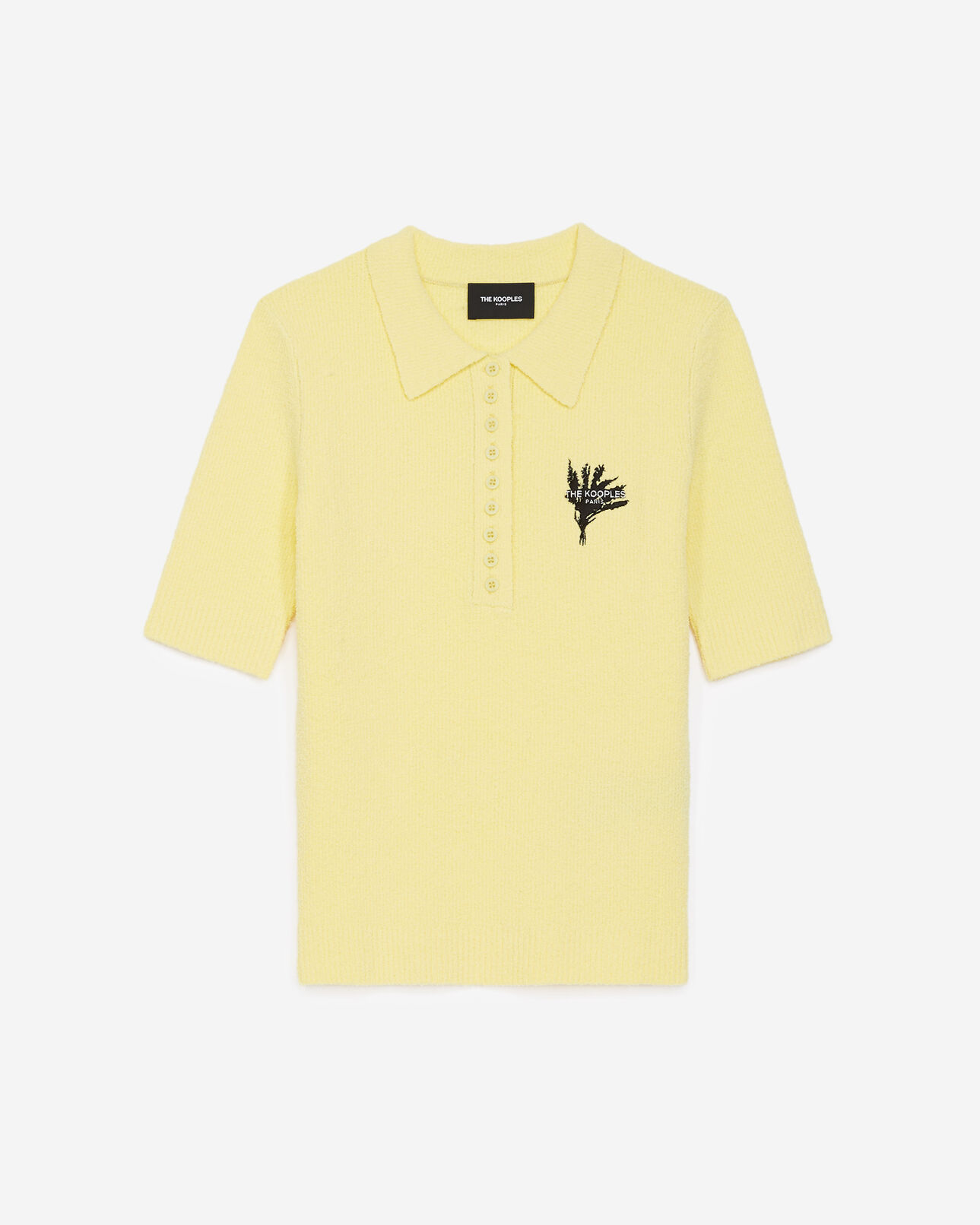 The Kooples DAMEN YELLOW poloshirt gelb körperbetont stickerei brust