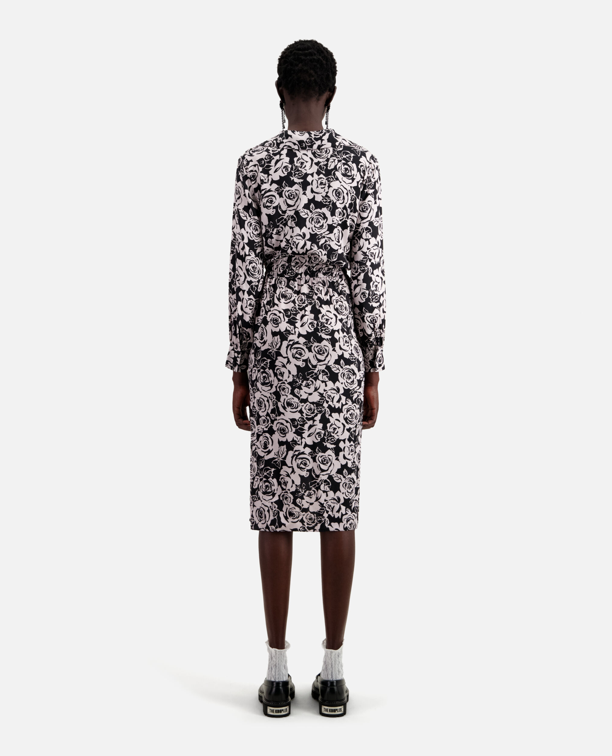 Halblanges Kleid mit Print, BLACK / PINK, hi-res image number null