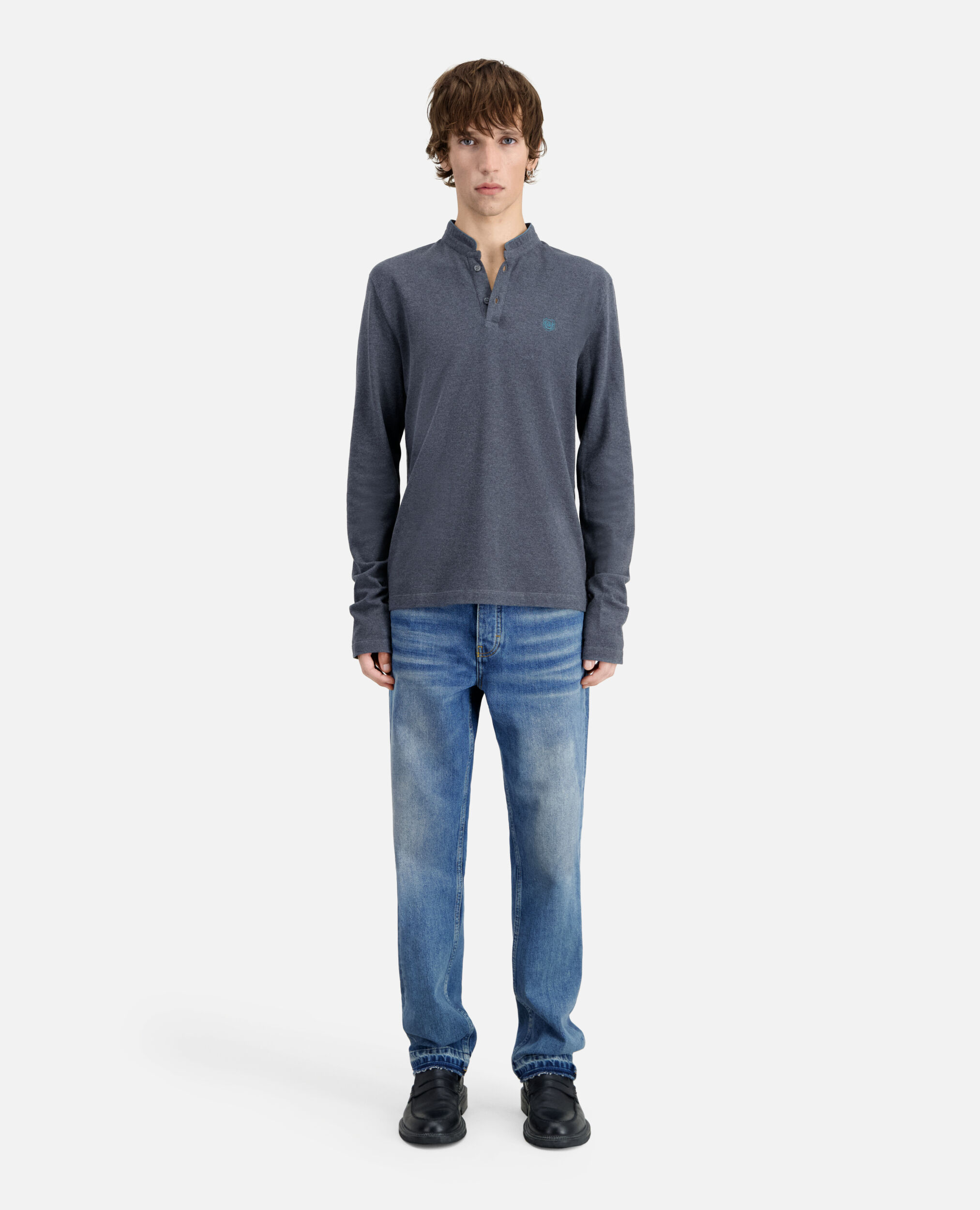 Camisa polo gris algodón, GREY MELANGE, hi-res image number null