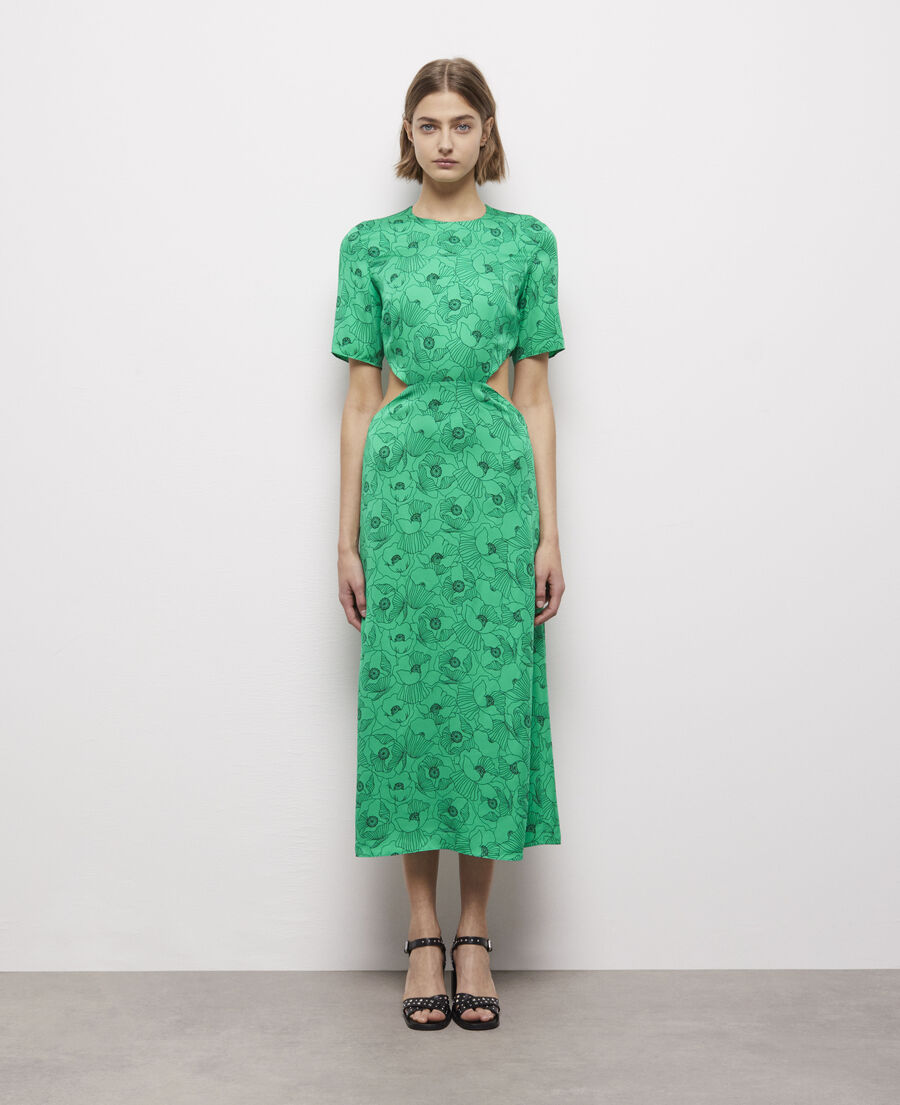 langes kleid mit öffnungen und print