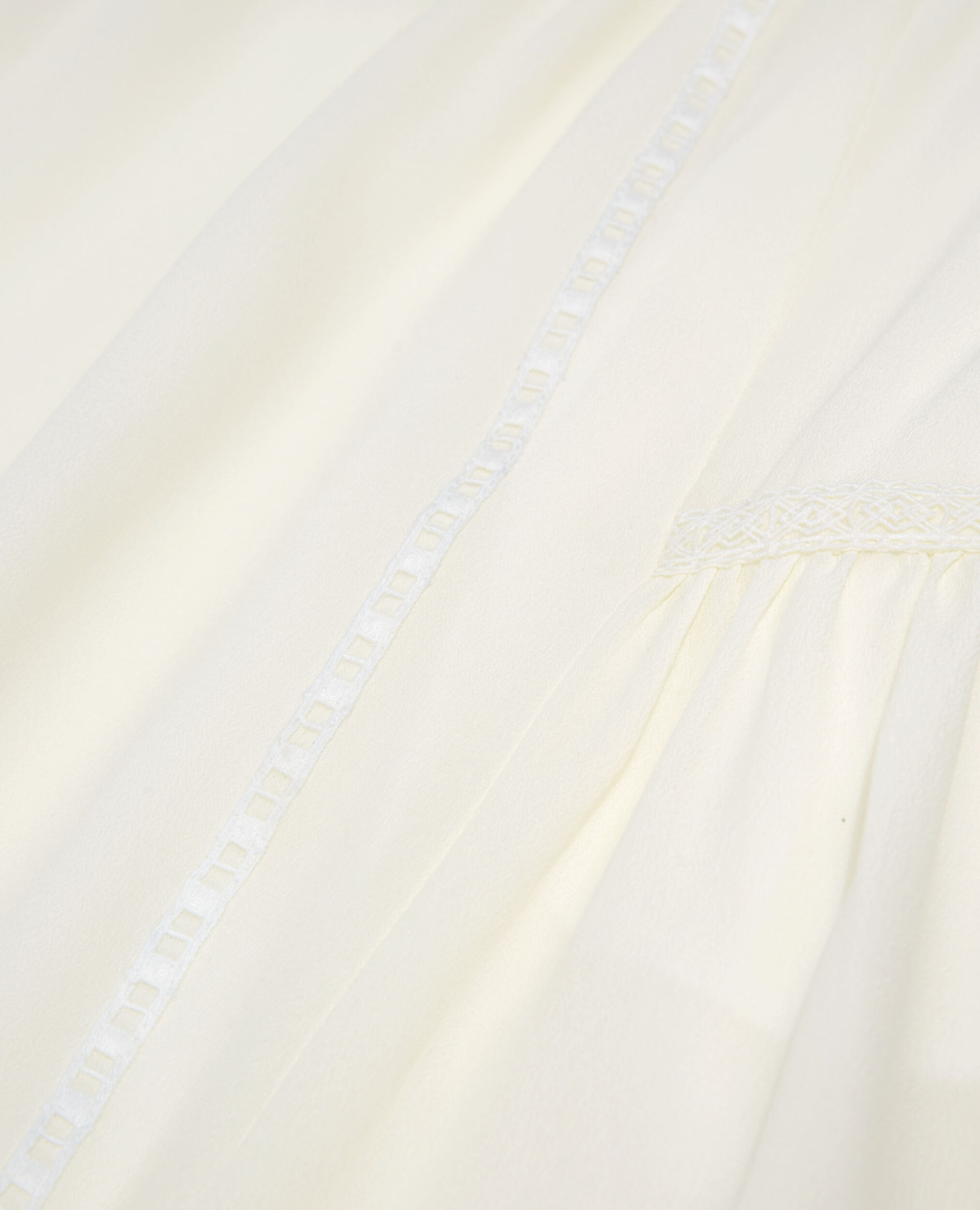 Short ecru silk skirt with ribbon detail, OFF WHITE, hi-res image number null