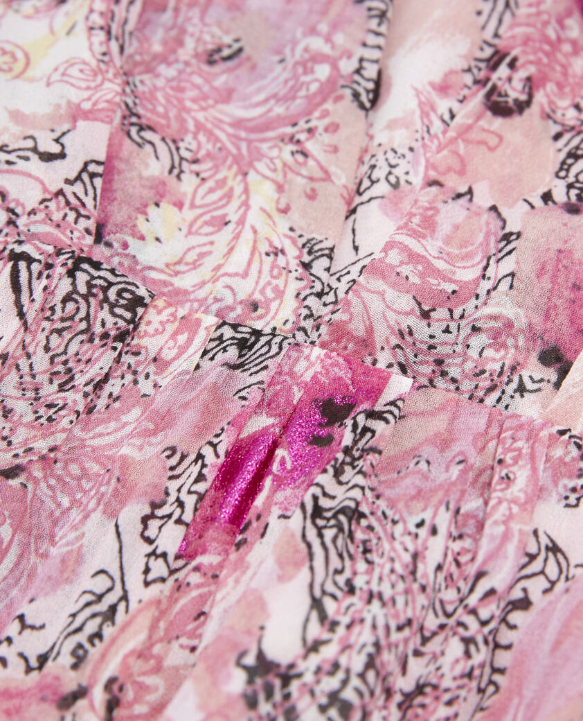 The Kooples FEMME PINK robe longue fluide rose imprim&eacute; fleuri