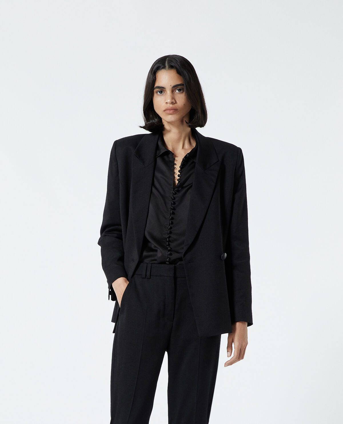 Black textured new arrivals jacket womens