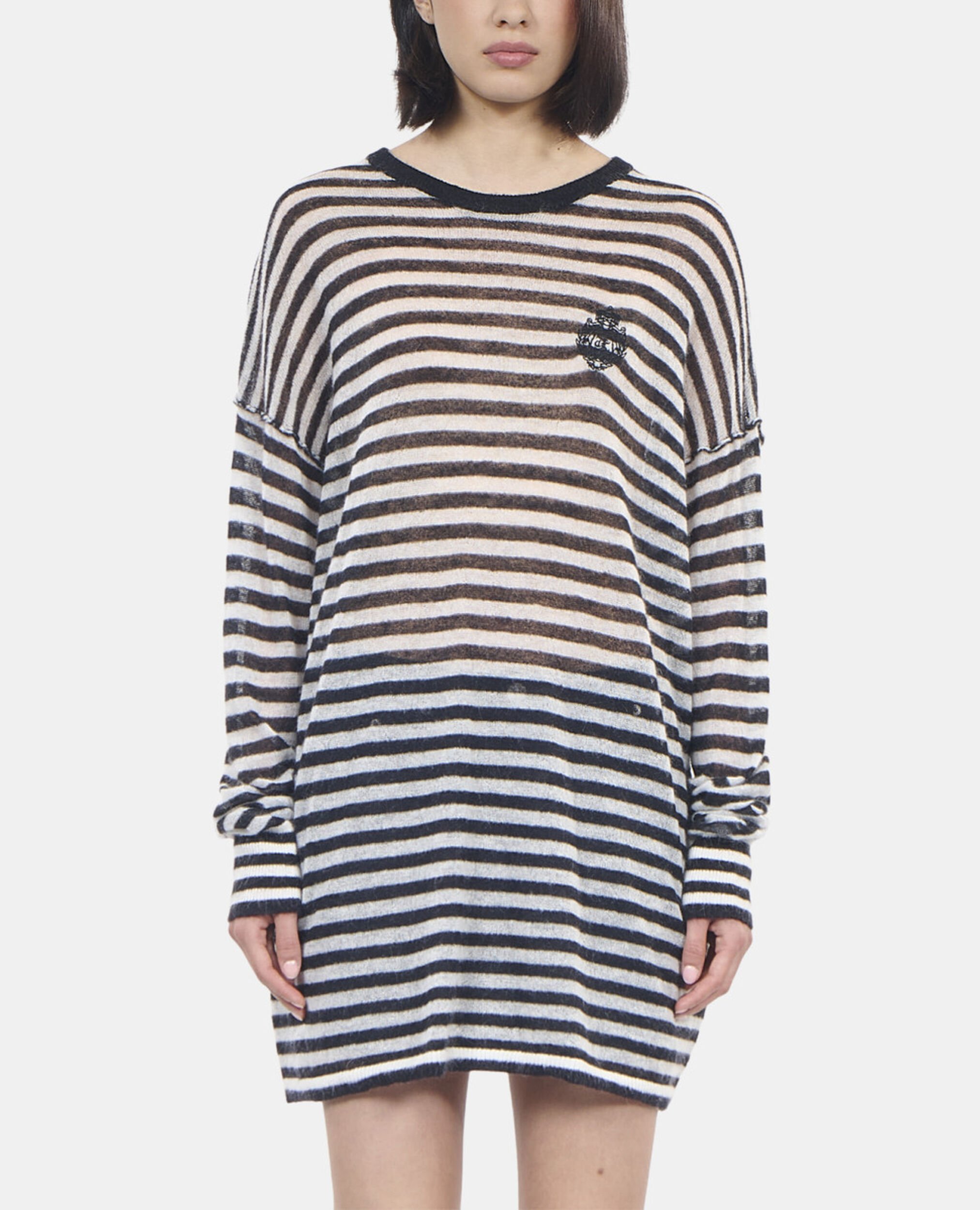 Gestreifter Pullover aus Mohair und Wolle, BLACK / WHITE, hi-res image number null