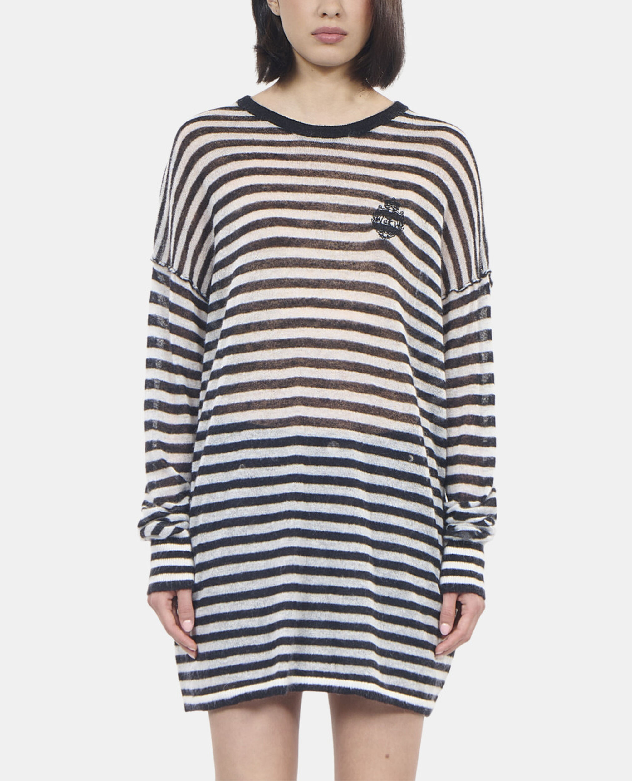 Gestreifter Pullover aus Mohair und Wolle, BLACK / WHITE, hi-res image number null