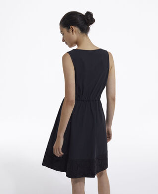 The Kooples FEMME BLACK robe courte noire sans manches poches