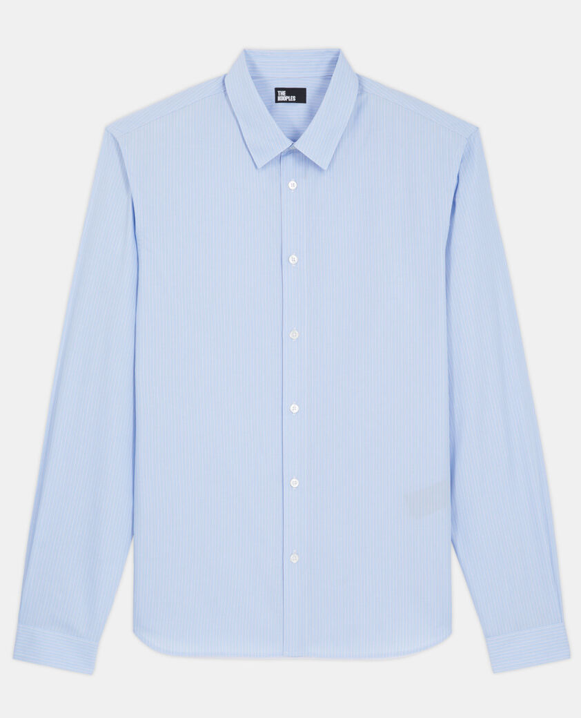 The Kooples HOMME WHITE / SKY BLUE chemise col classique à rayures