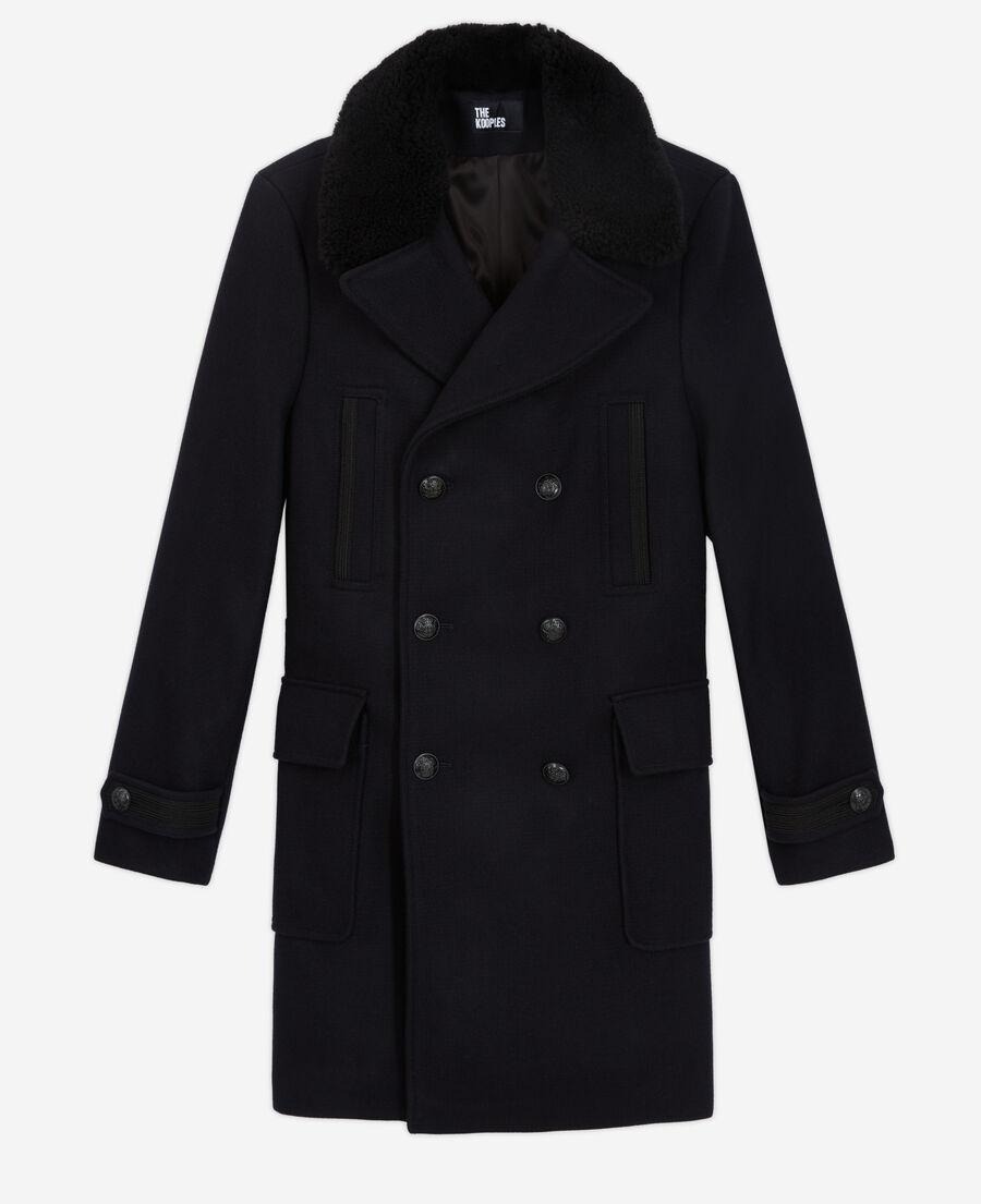 navy blue wool coat
