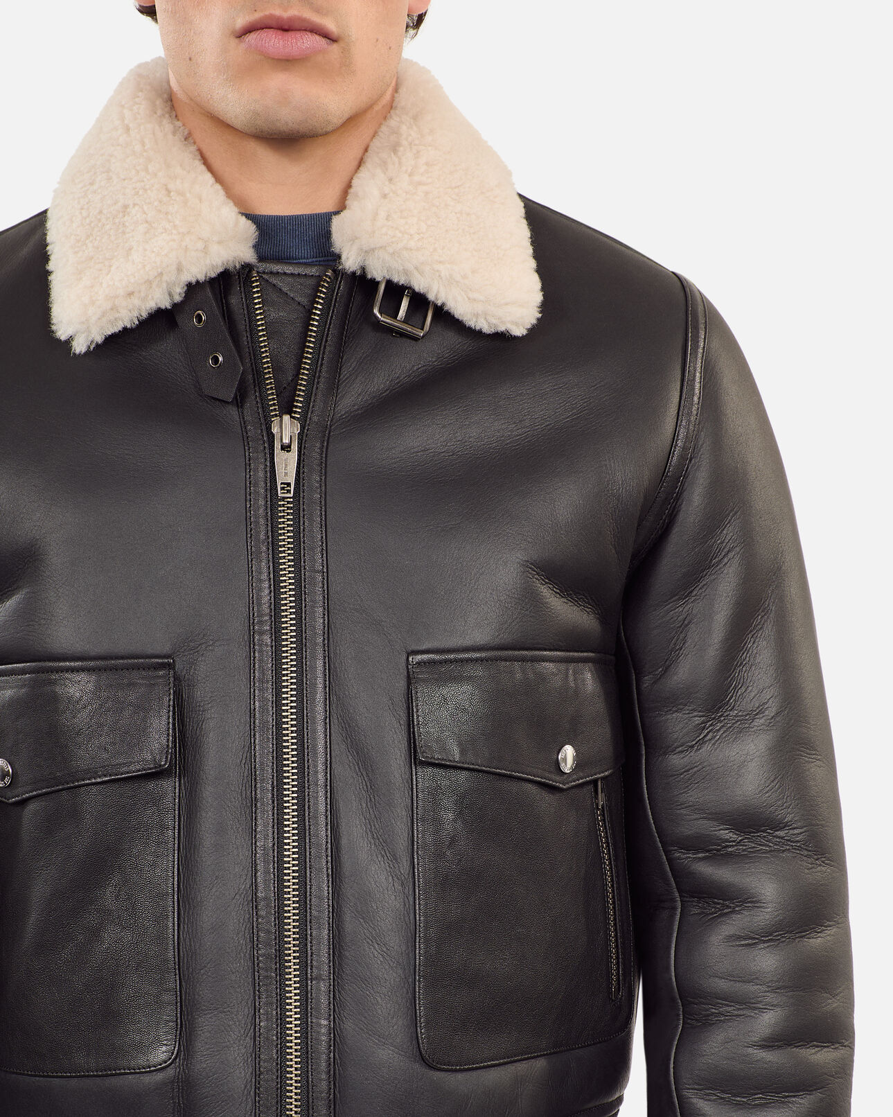 The Kooples HOMME BLACK peau lainée courte noire