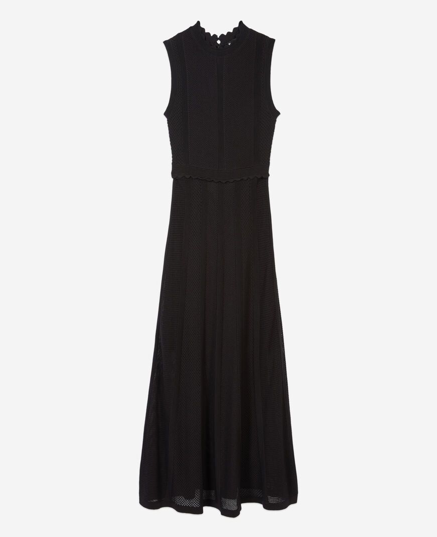 The Kooples F BLACK long black openwork knit dress
