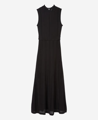 The Kooples F BLACK long black openwork knit dress