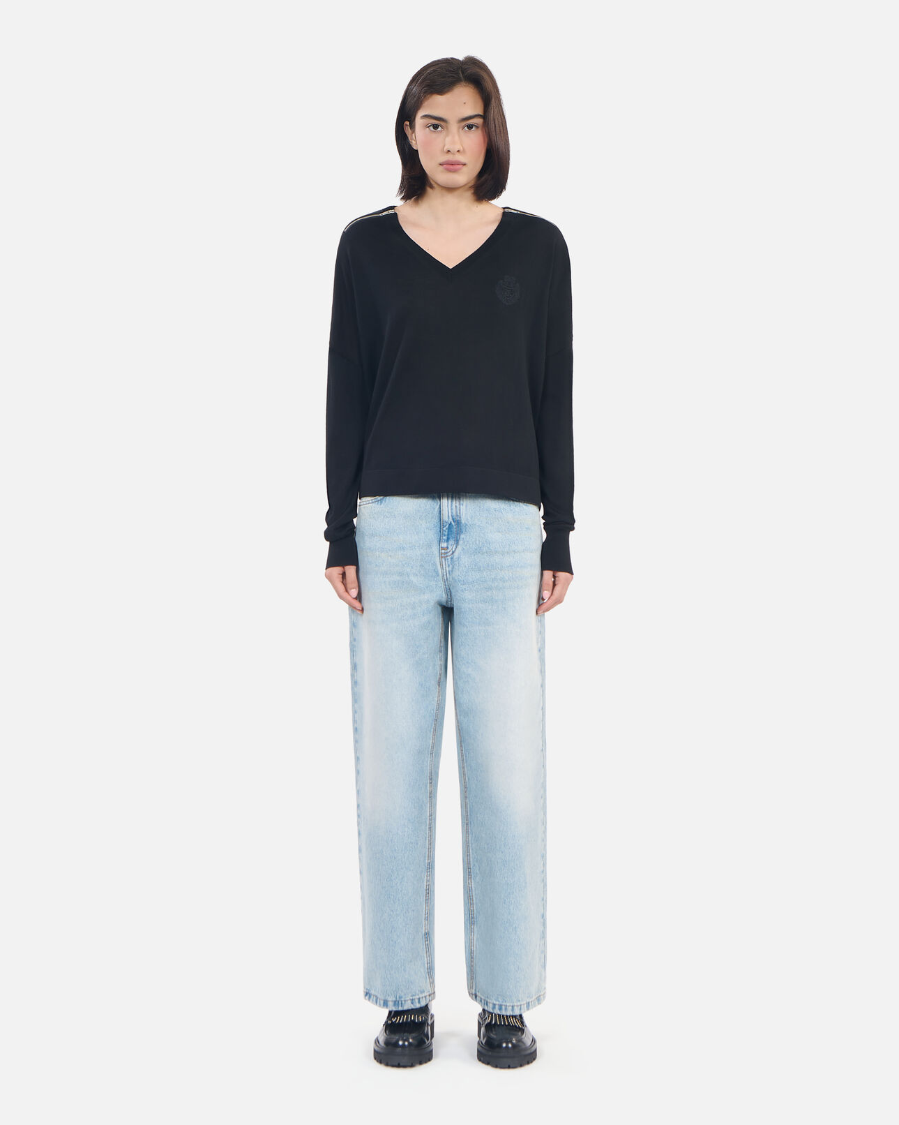 The Kooples WOMEN BLACK black merino wool sweater