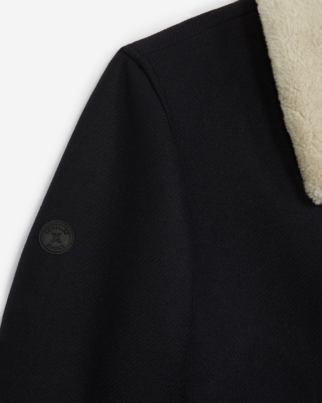 The Kooples HOMME NAVY blouson laine bleu zippé col mouton
