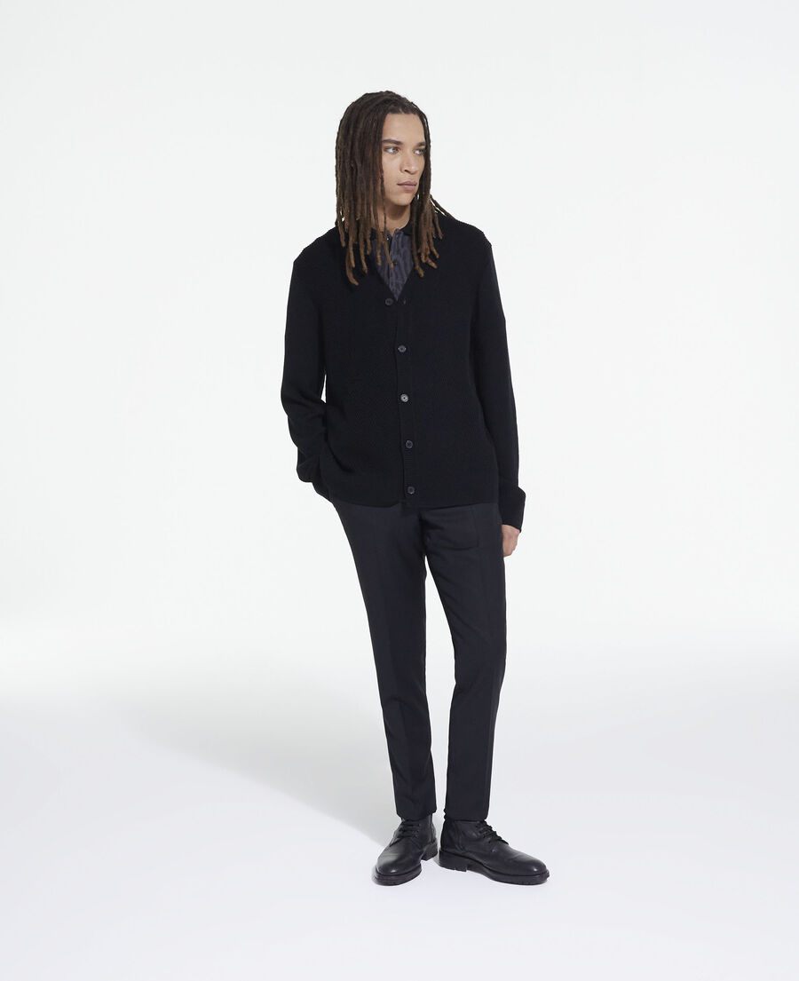 black wool cardigan