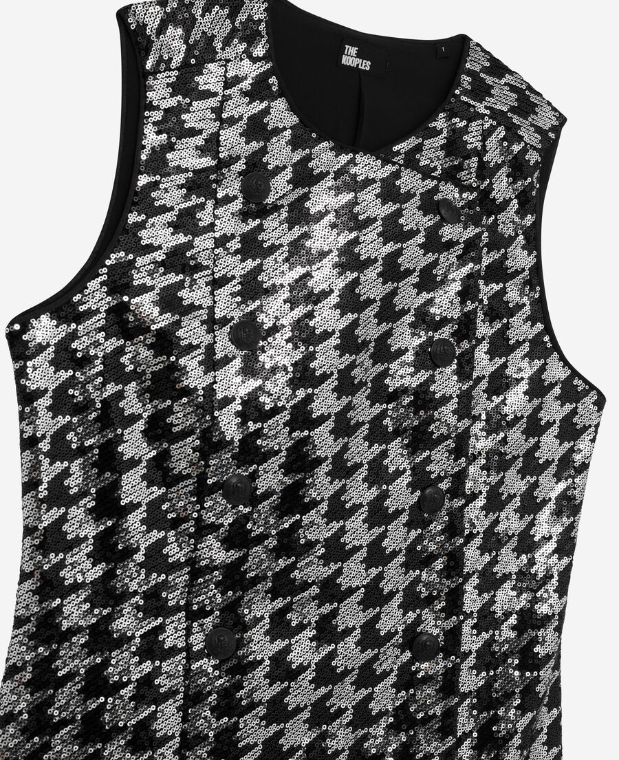 The Kooples F BLACK WHITE short houndstooth dress with black sequins