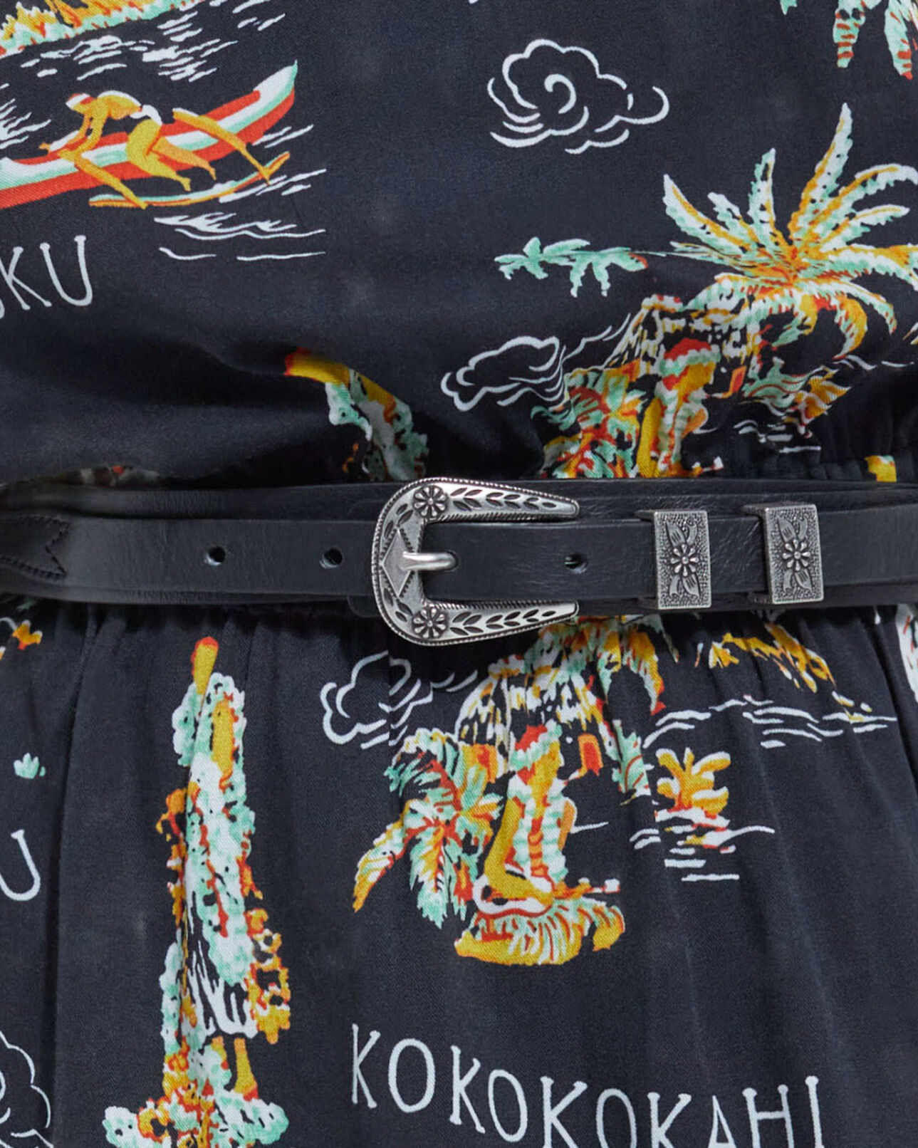 The Kooples WOMEN BLACK thin smooth leather belt