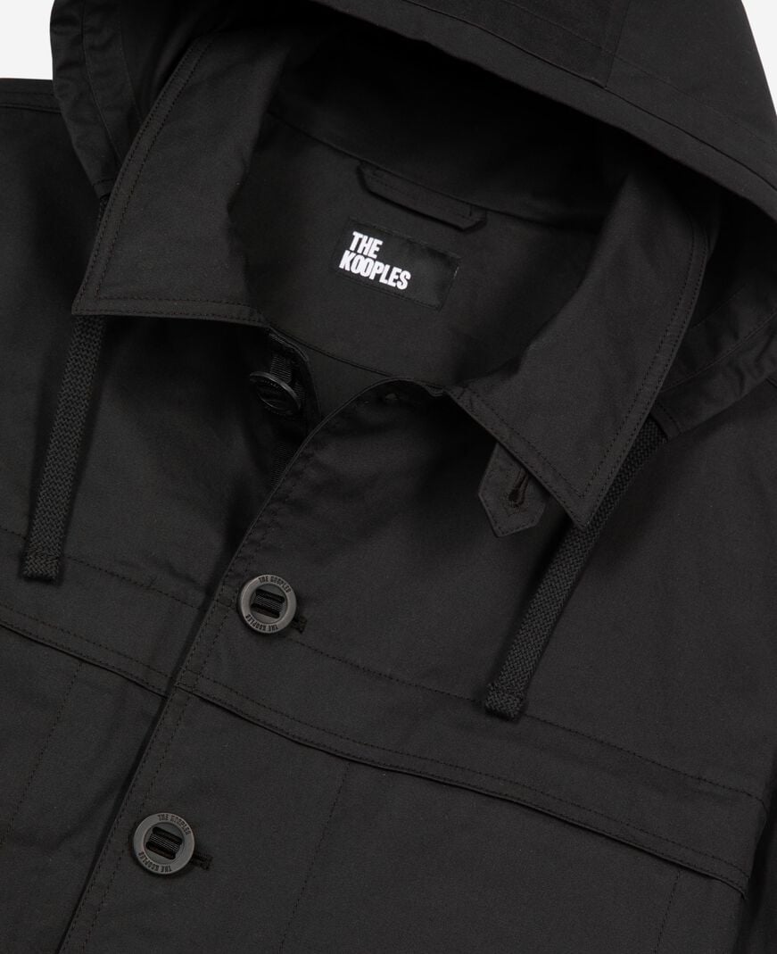 The Kooples HOMME BLACK parka courte à capuche noire