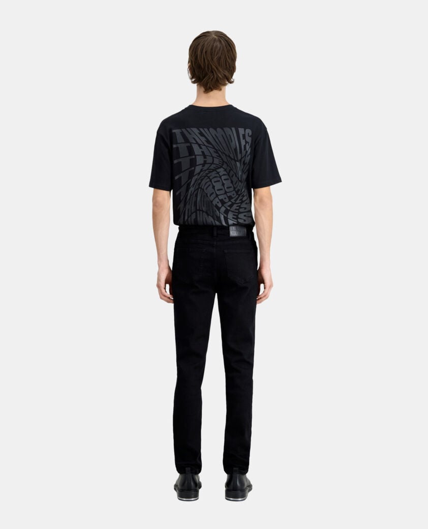 The Kooples HERREN BLACK schwarze slim-jeans mit tasche aus leder