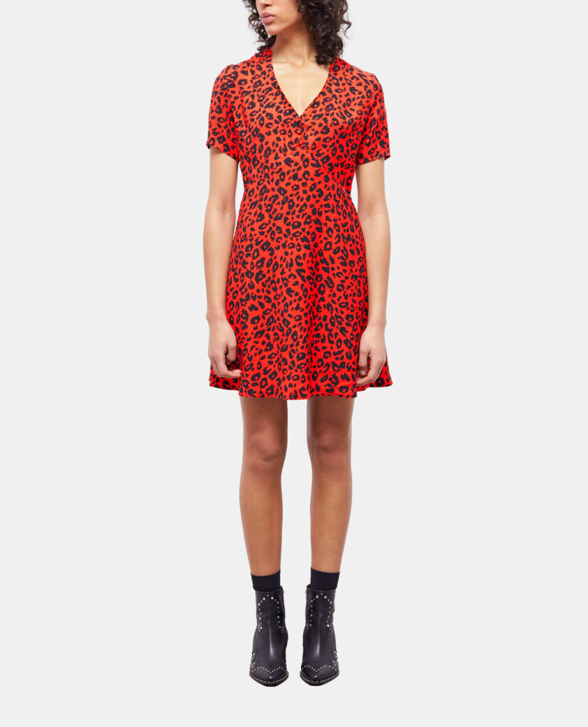The Kooples FEMME null robe courte léopard orange