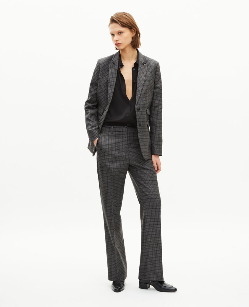 The Kooples FEMME BLACK veste tailleur en pied de puce noir et gris