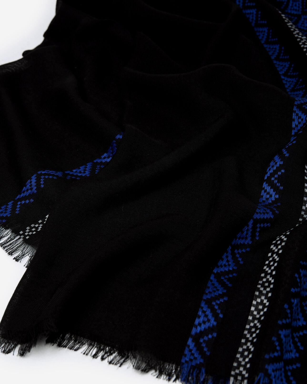 The Kooples MEN BLACK / NAVY black and navy scarf with diamond motif