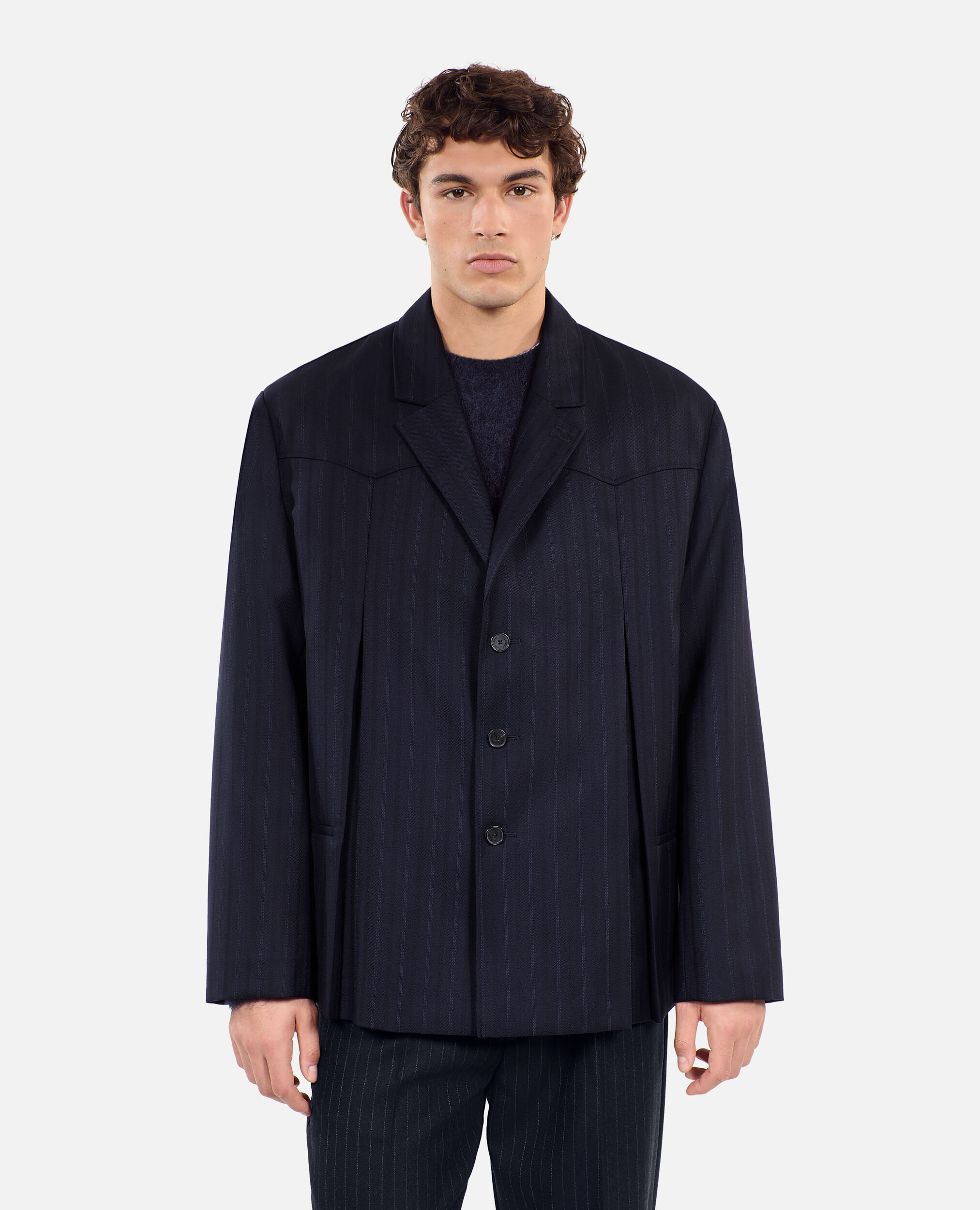 Blue striped kimono style blazer, NAVY, hi-res image number null