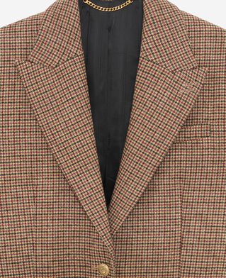 The Kooples FEMME CAMEL MELANGE / BURGUNDY veste tailleur en pied de poule camel