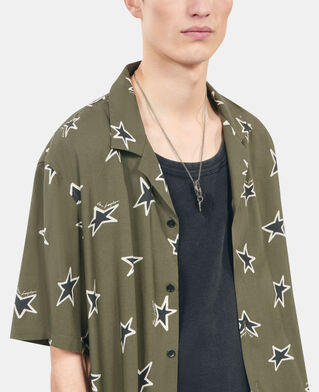 The Kooples MEN KAKI BLACK short-sleeved star printed shirt