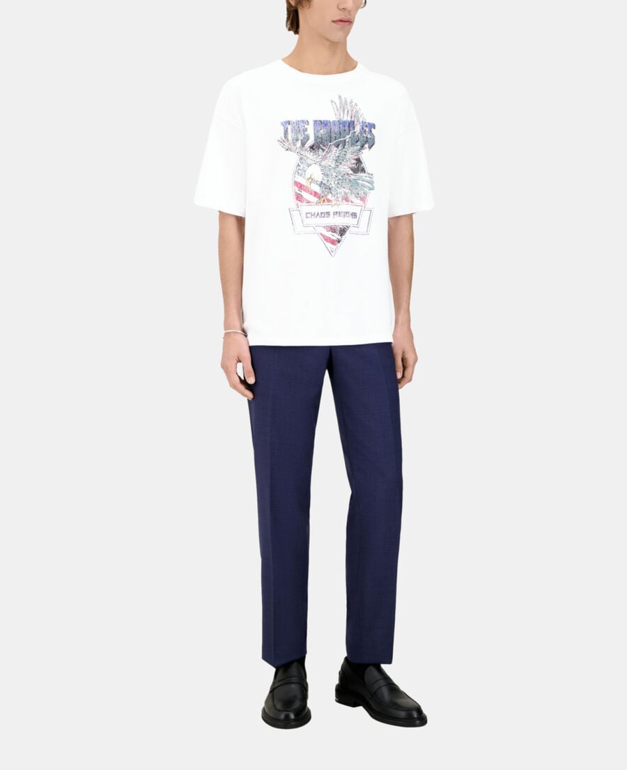 The Kooples H WHITE white t-shirt with chaos eagle serigraphy