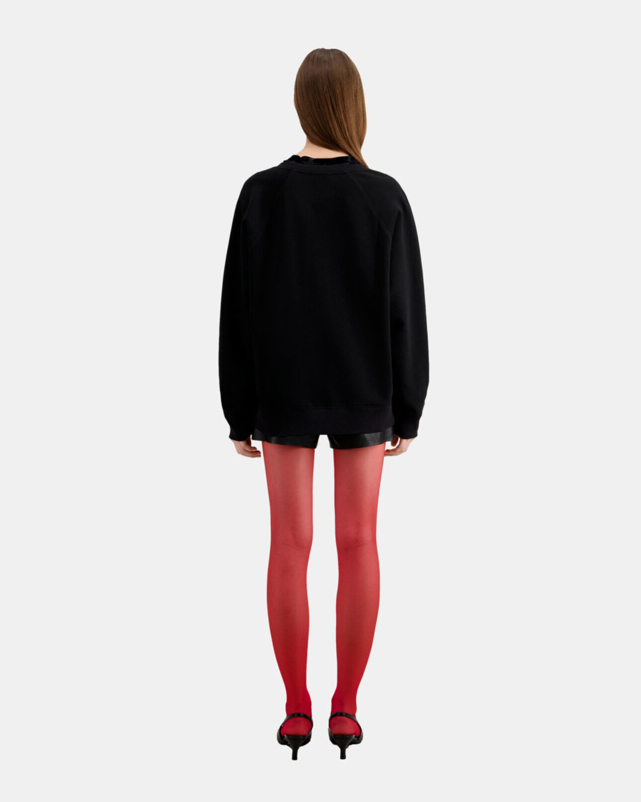 The Kooples WOMEN BLACK black sweatshirt with skull - roses serigraphy