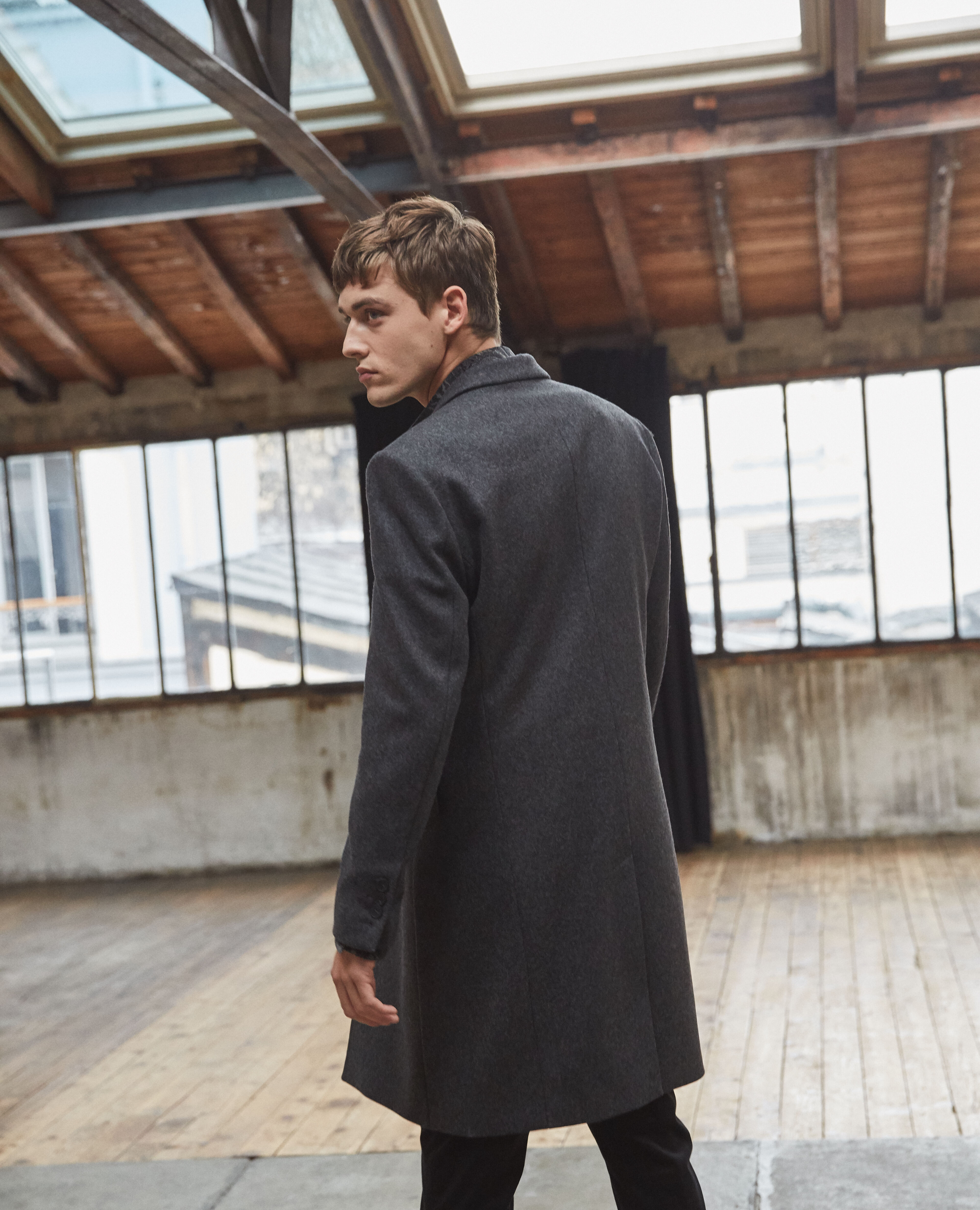 Dark grey new arrivals overcoat