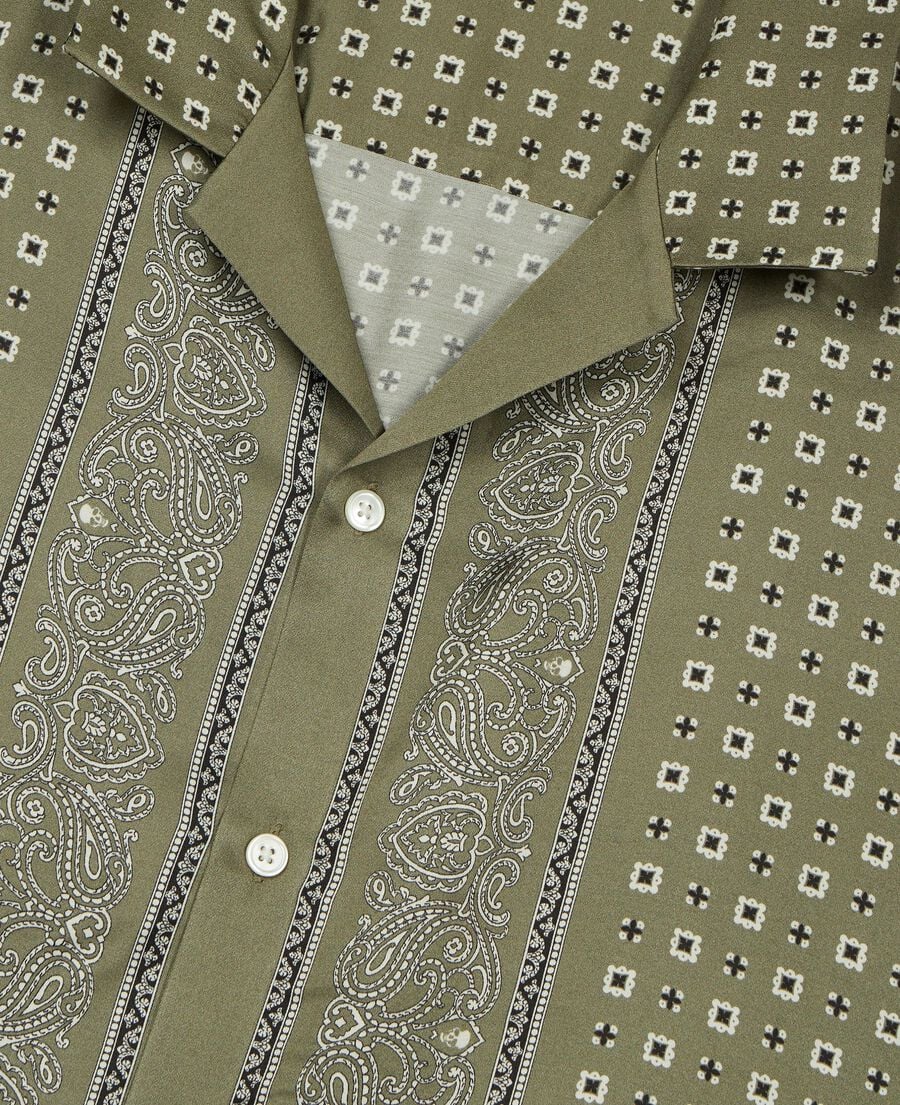 The Kooples H FORET khaki bandana print short-sleeve shirt