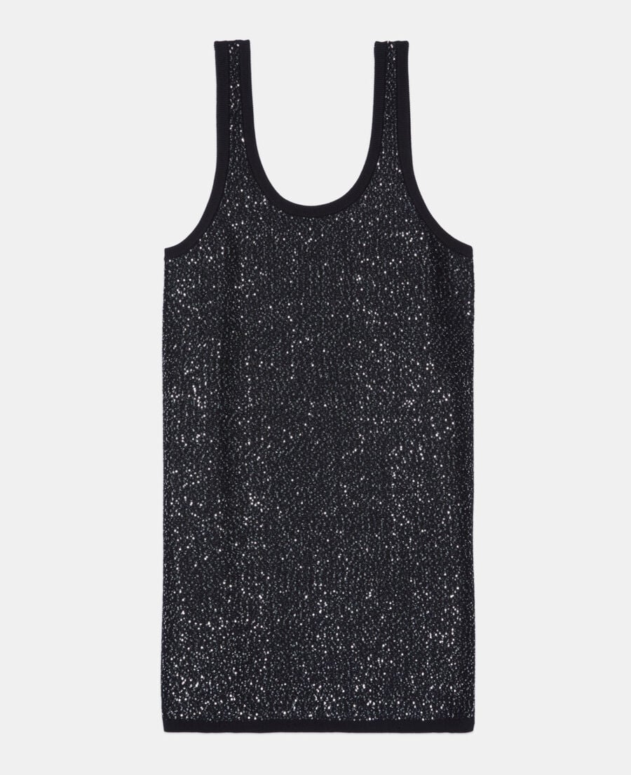 The Kooples DAMEN BLACK kurzes, schwarzes strickkleid mit pailletten