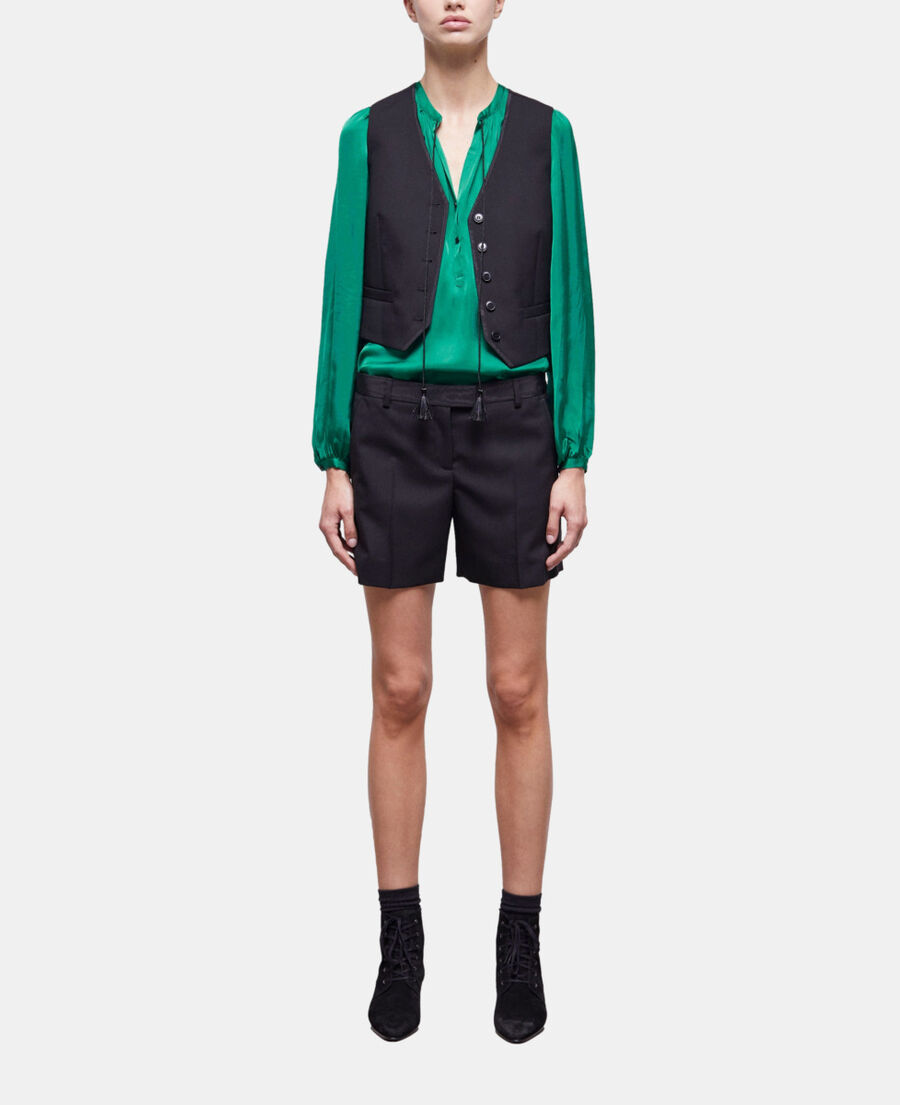 The Kooples WOMEN BLACK WHITE black wool suit vest