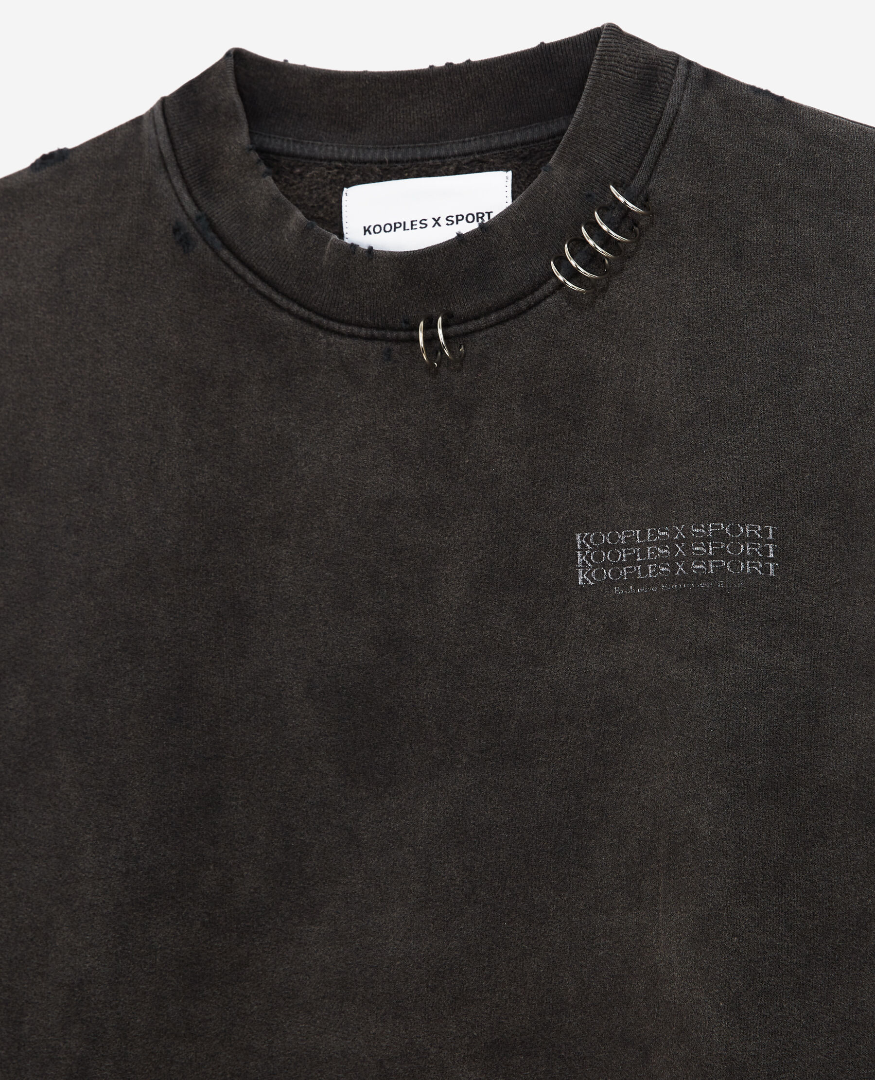 Faded black sweatshirt with print piercing The Kooples