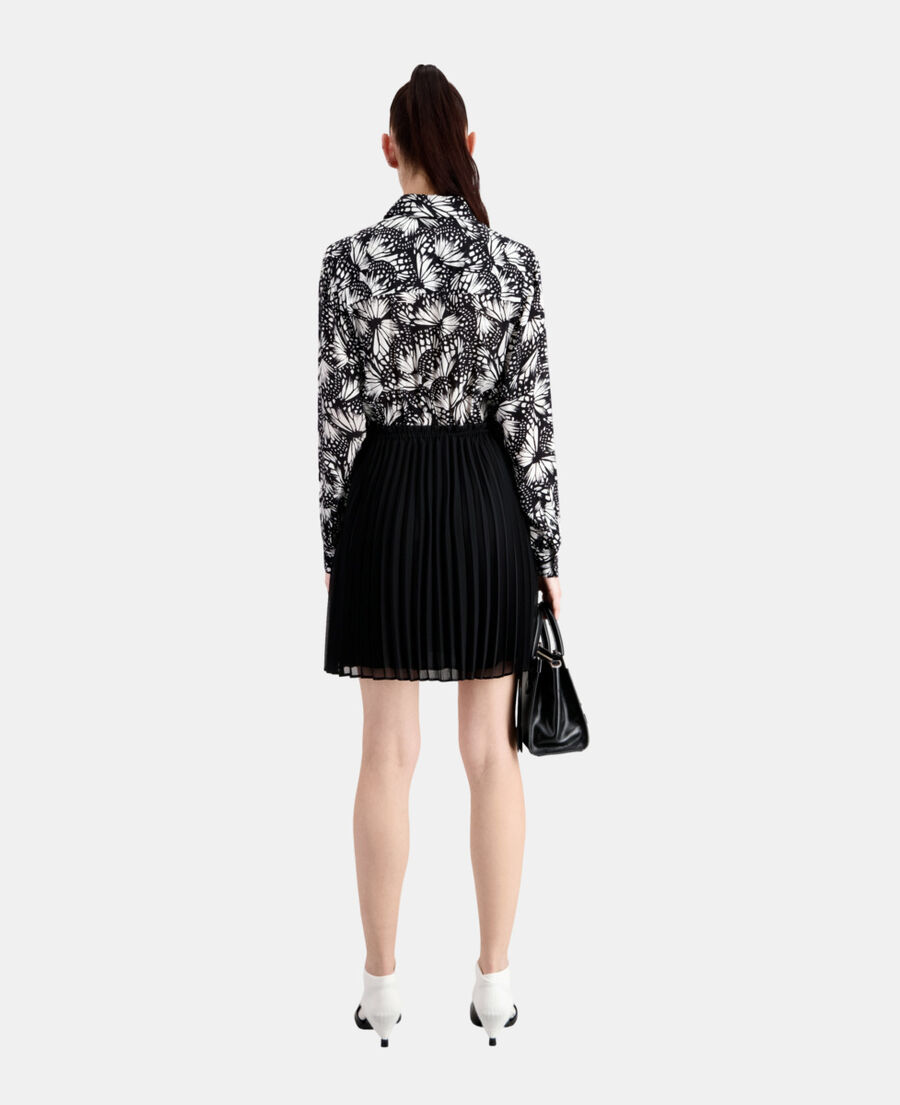 The Kooples DAMEN BLACK WHITE kurzes kleid mit plissierung und print