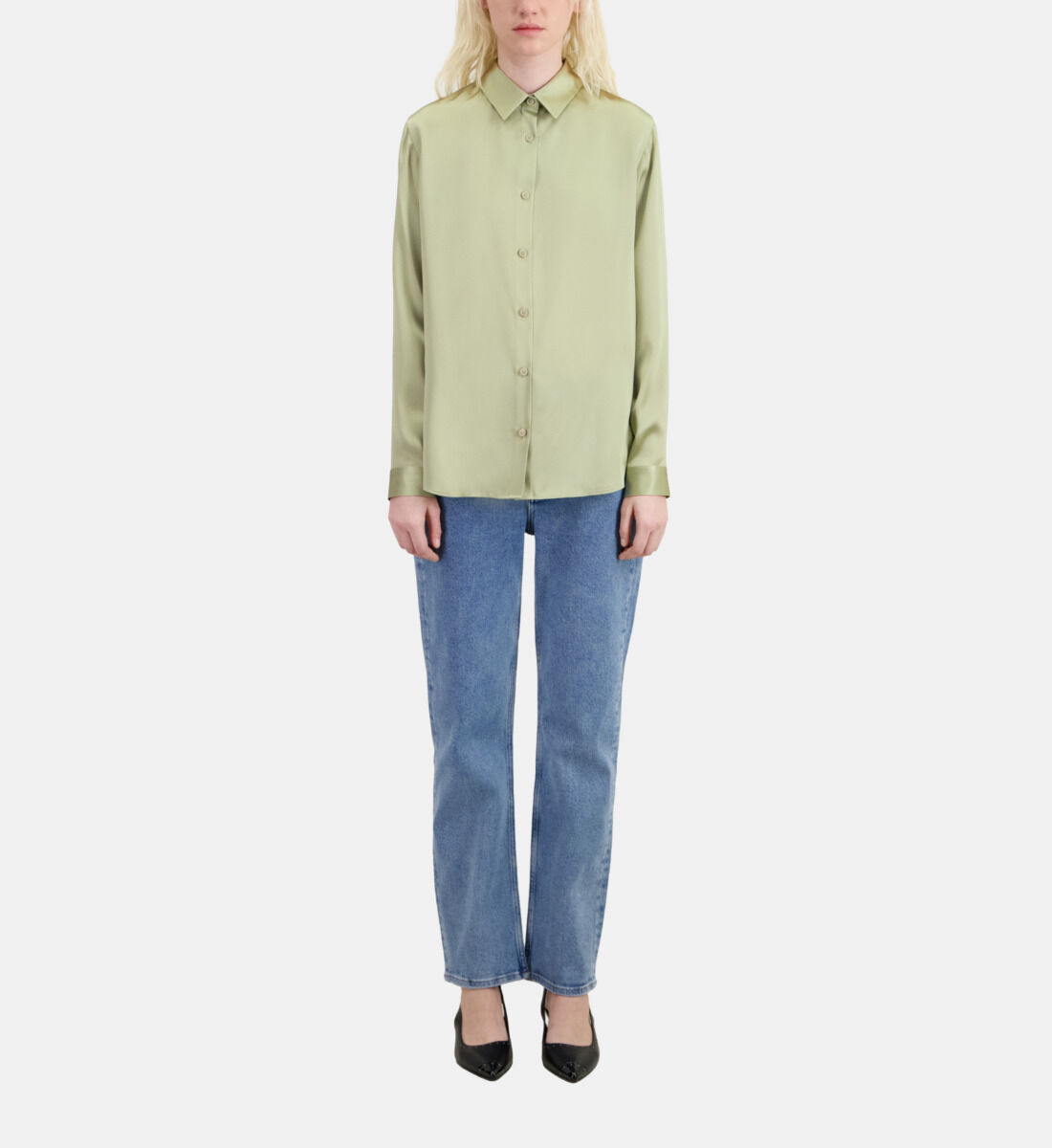 Light green silk hotsell shirt