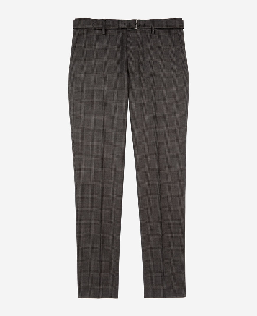 The Kooples HOMME DARK GREY pantalon de costume en laine prince de galles gris