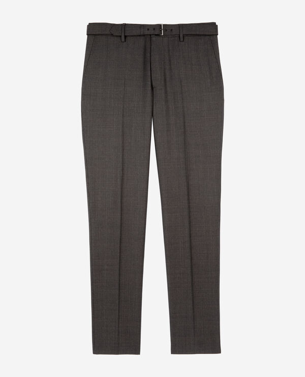 The Kooples MEN DARK GREY prince of wales grey wool suit pants