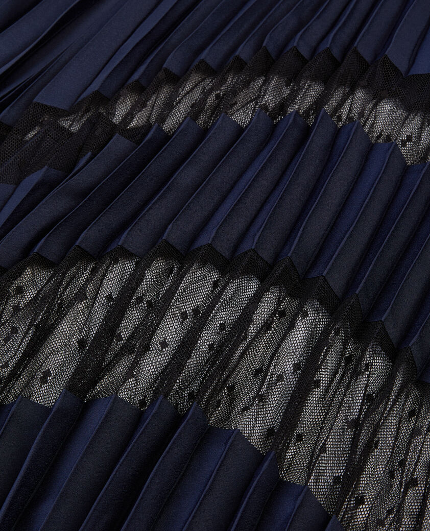 The Kooples WOMEN NAVY navy blue pleated long skirt