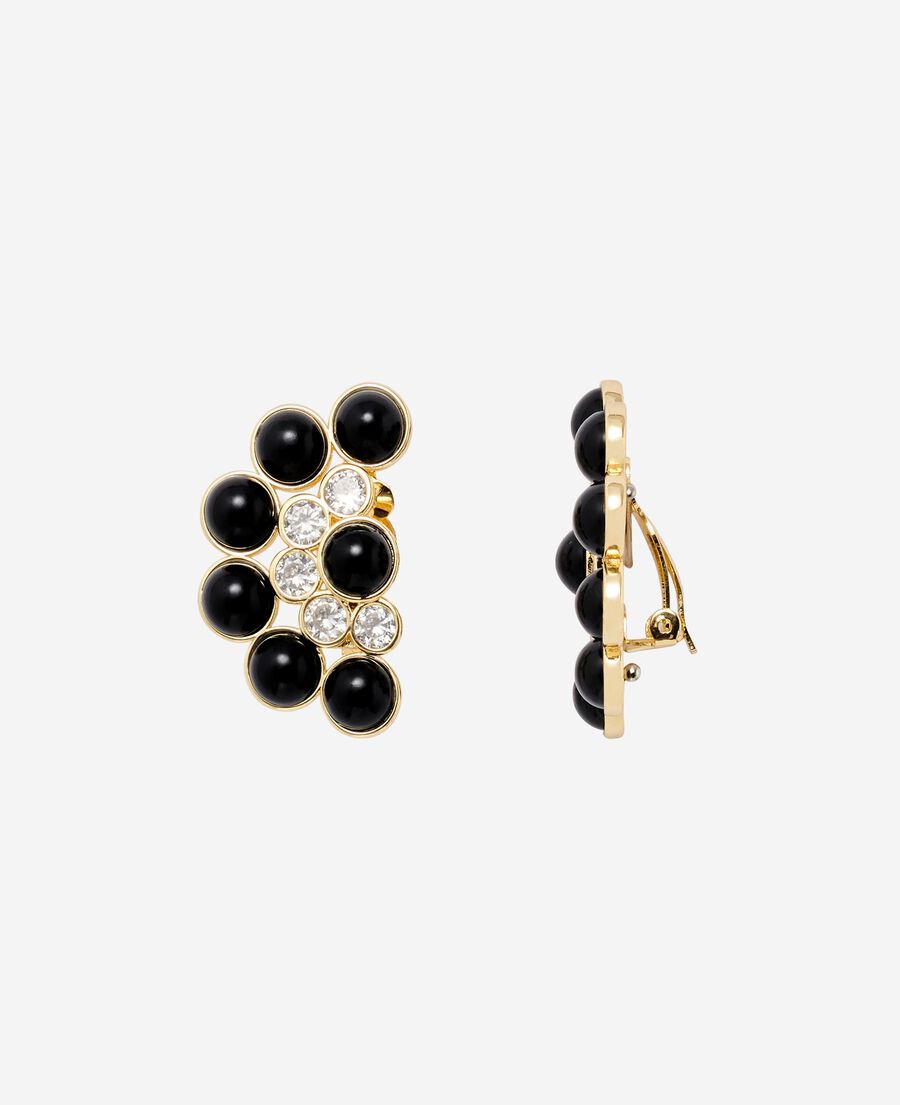 The Kooples F GOLD gold and black earrings