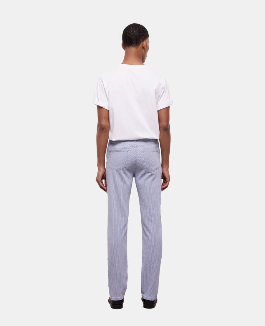 The Kooples H BLUE DENIM straight-cut blue striped jeans