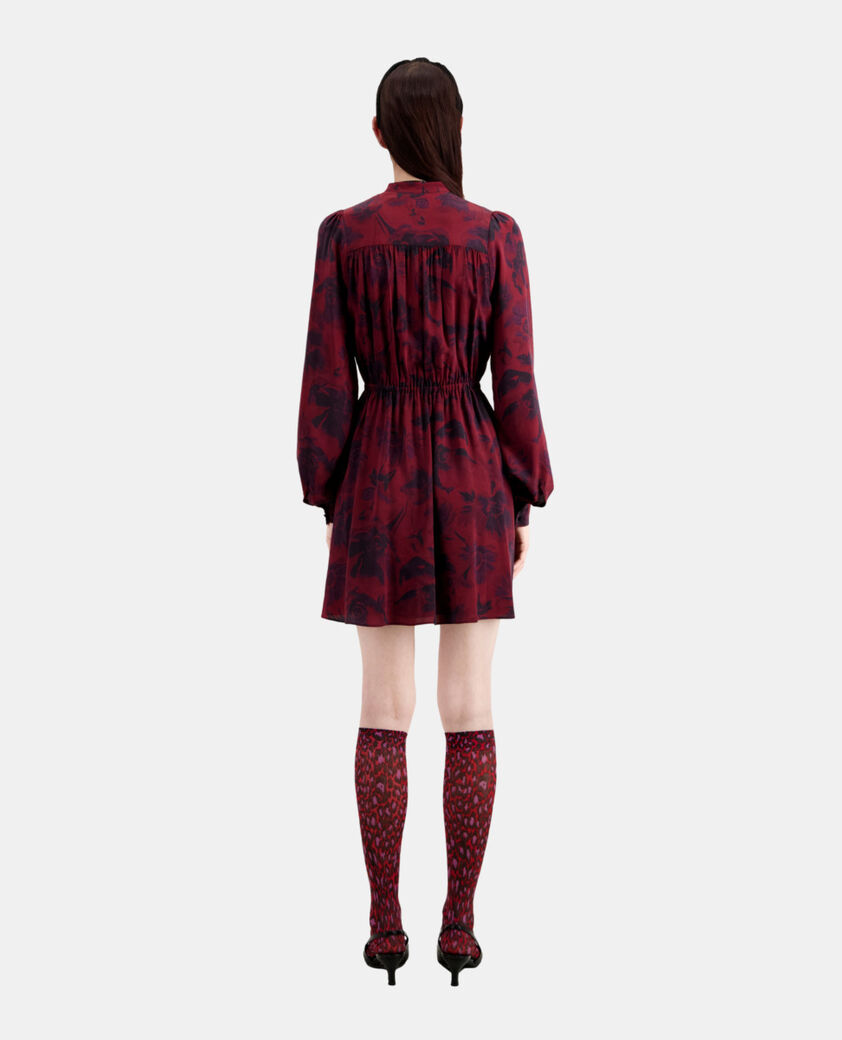 The Kooples FEMME BLACK - BURGUNDY robe courte imprimée